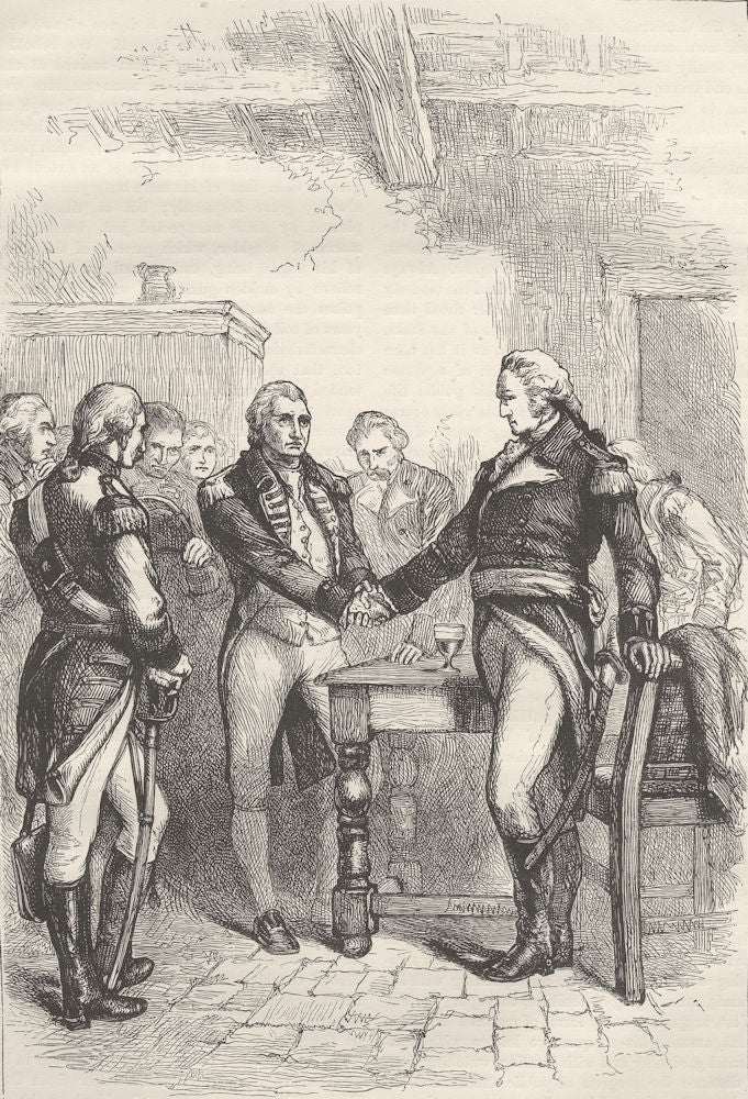 USA. Washington taking leave of his Comrades c1880 old antique print picture